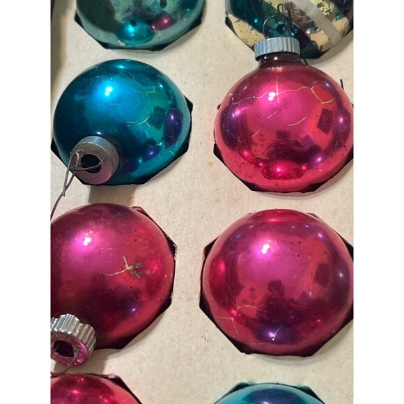 Vintage Coby Christmas Ornaments Set Of 12 Glass Red & Blue American Made READ - Picture 5 of 5